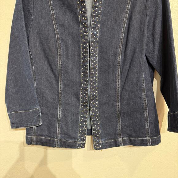 Lark Lane Denim Studded Jacket Sz 8P - Picture 4 of 12